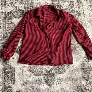 Red and black striped button down